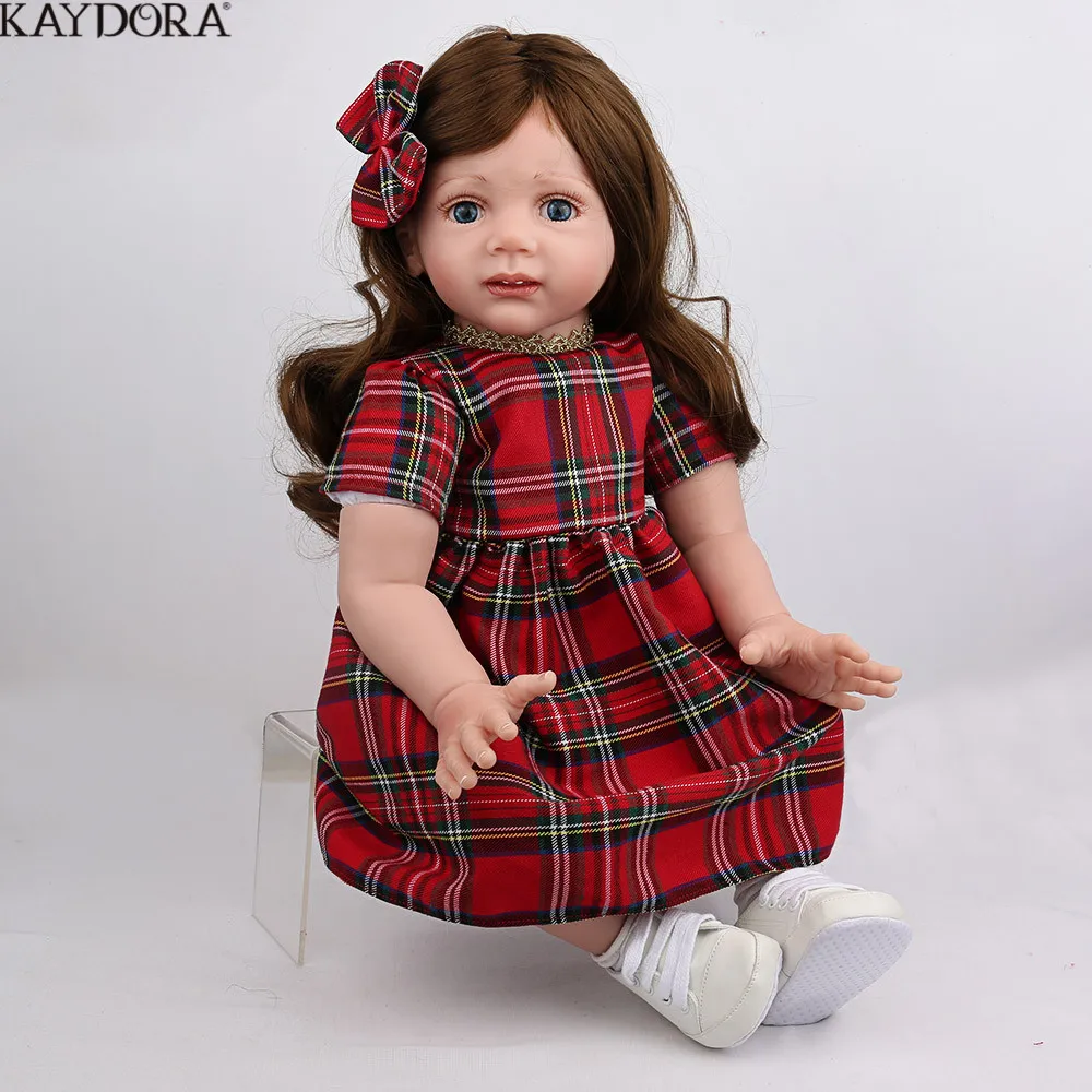 

KAYDORA 24 Inch 60cm Silicone Doll Reborn Baby Alive Toddlers Realistic Lifelike Baby Girl Toys With Long Hair Bebe Reborn