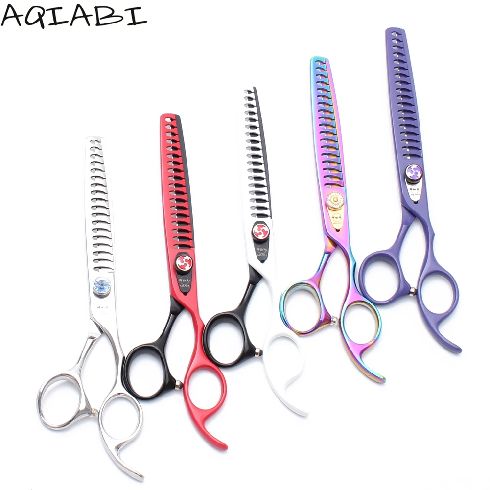 A4004 7" AQIABI 440C Professional Dog Scissors Pet Grooming 18 Teeth Fishbone Thinning Shears Animal Supplies | Красота и