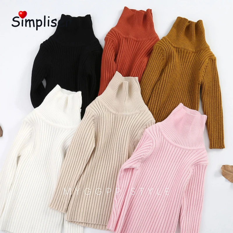 Baby Winter Sweaters Basic Knitted Pullovers Kids Girls 1-3 Years old Children 2019 Warm Turtleneck Knitting Tops | Детская одежда и