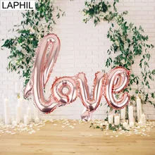 LAPHIL розовое золото Воздушные шары из фольги Love Свадебные украшения латексные золотистые воздушные шары с днем День рождения украшения вечерние поставки