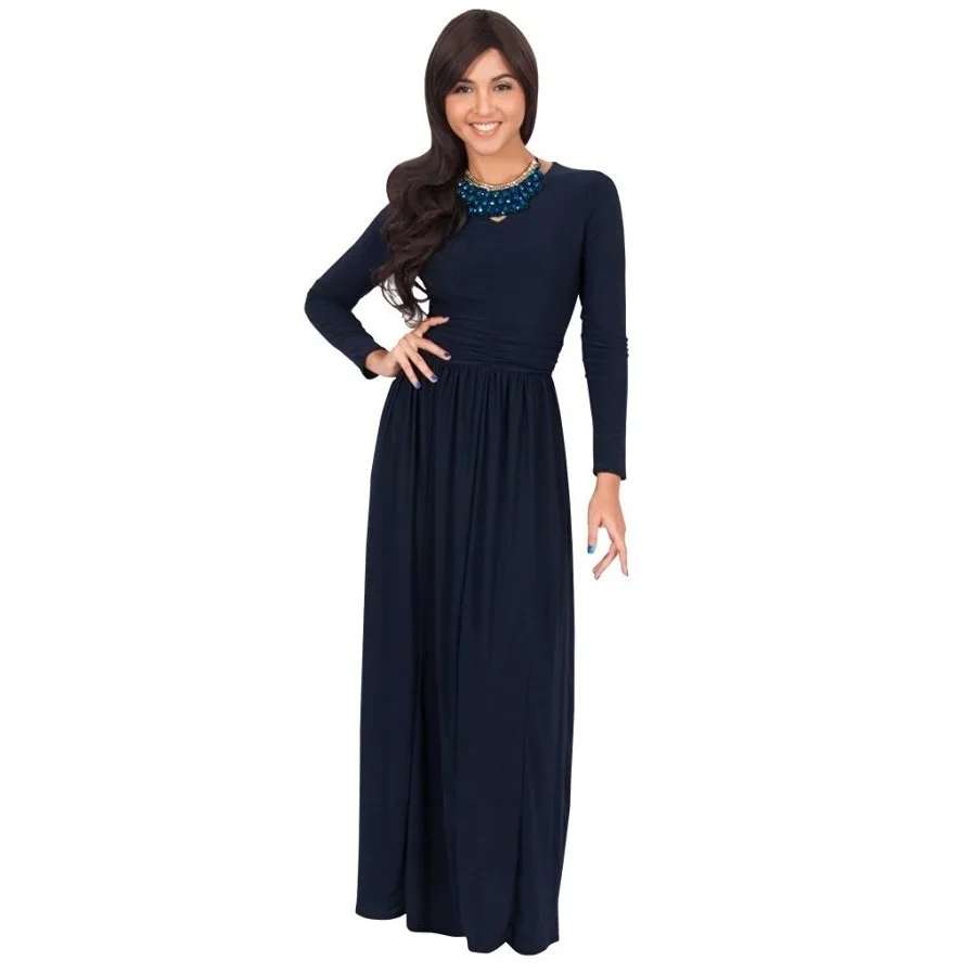 Women Maxi Dress Длинным Рукавом Плюс Размер Одежды Нерегулярные Осень Европа V-образным