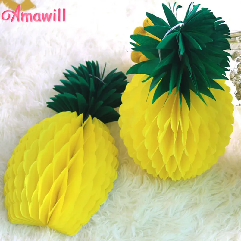 Amawill 1 шт. 27 см ананас соты Гавайские Luau вечерние день рождения DIY домашний | Украшения своими руками для вечеринки -32888397494