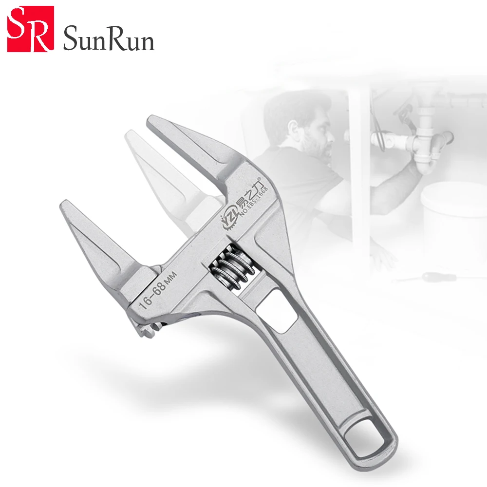 

Short handle adjustable wrench bathroom special spanner openning 16-68MM movable wrench household fittings repair tool