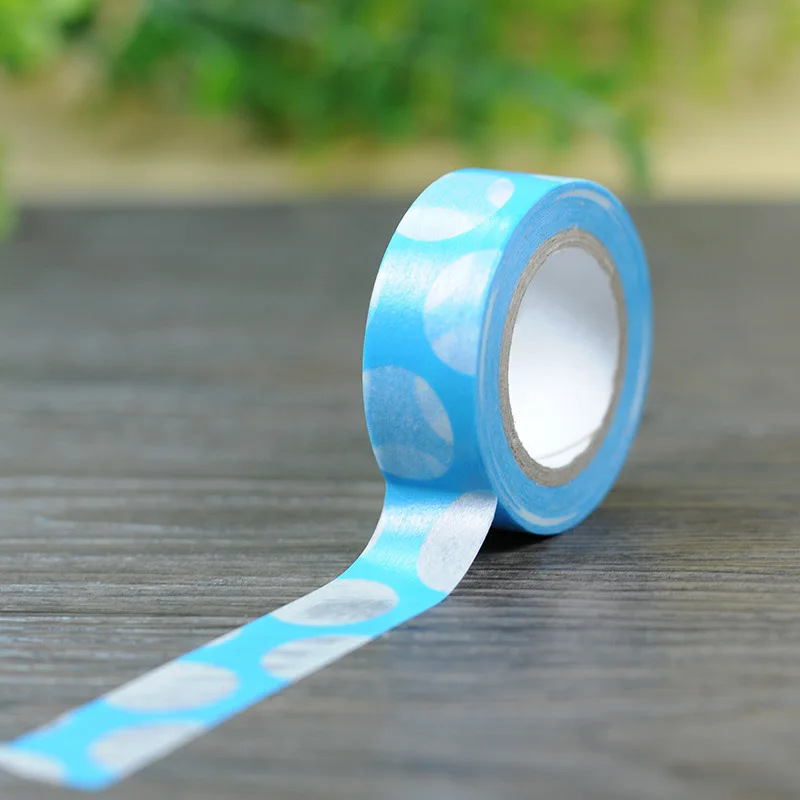 2017 New 1x Light Blue Color Big Dots Patterned Japanese Washi Tape 10M