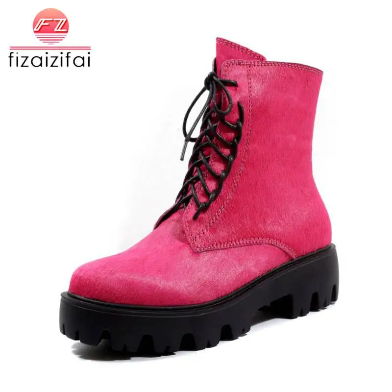 

Coolcept Winter Ankle Boots Women Real Leather Platform Shoes Women Thick Bottom Lace Up Casual Designer Footwear Size 34-43