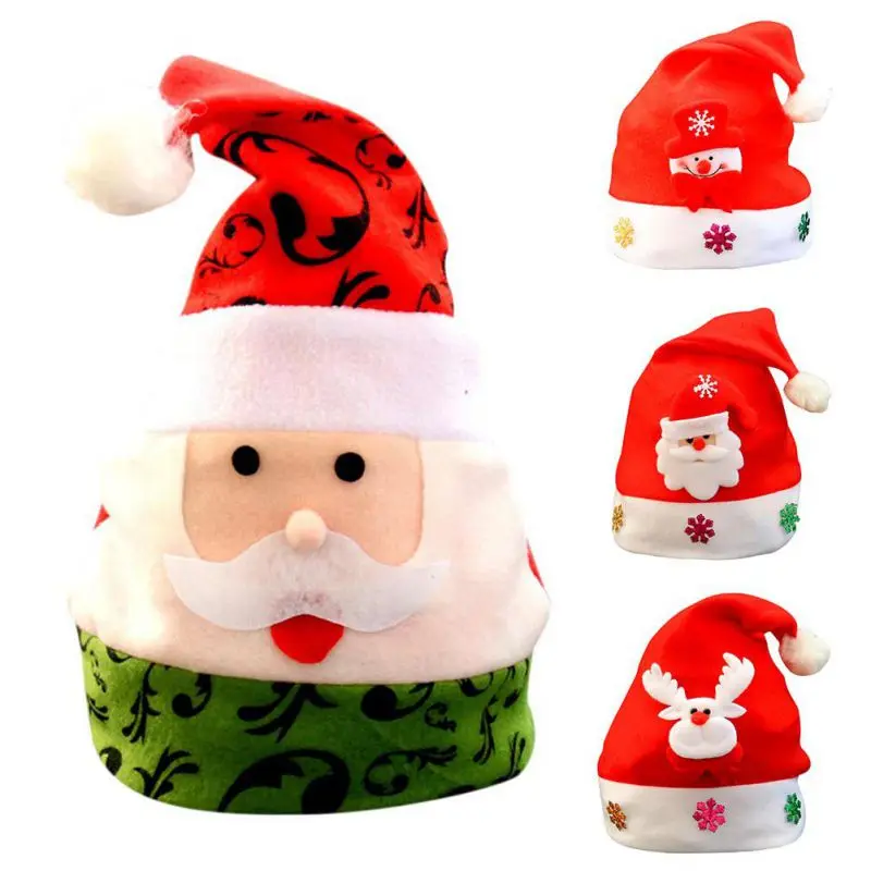Рождественские шапки разных дизайнов, милые рождественские шапки Санта-Клауса, снеговика, вечерние шапки для взрослых и детей