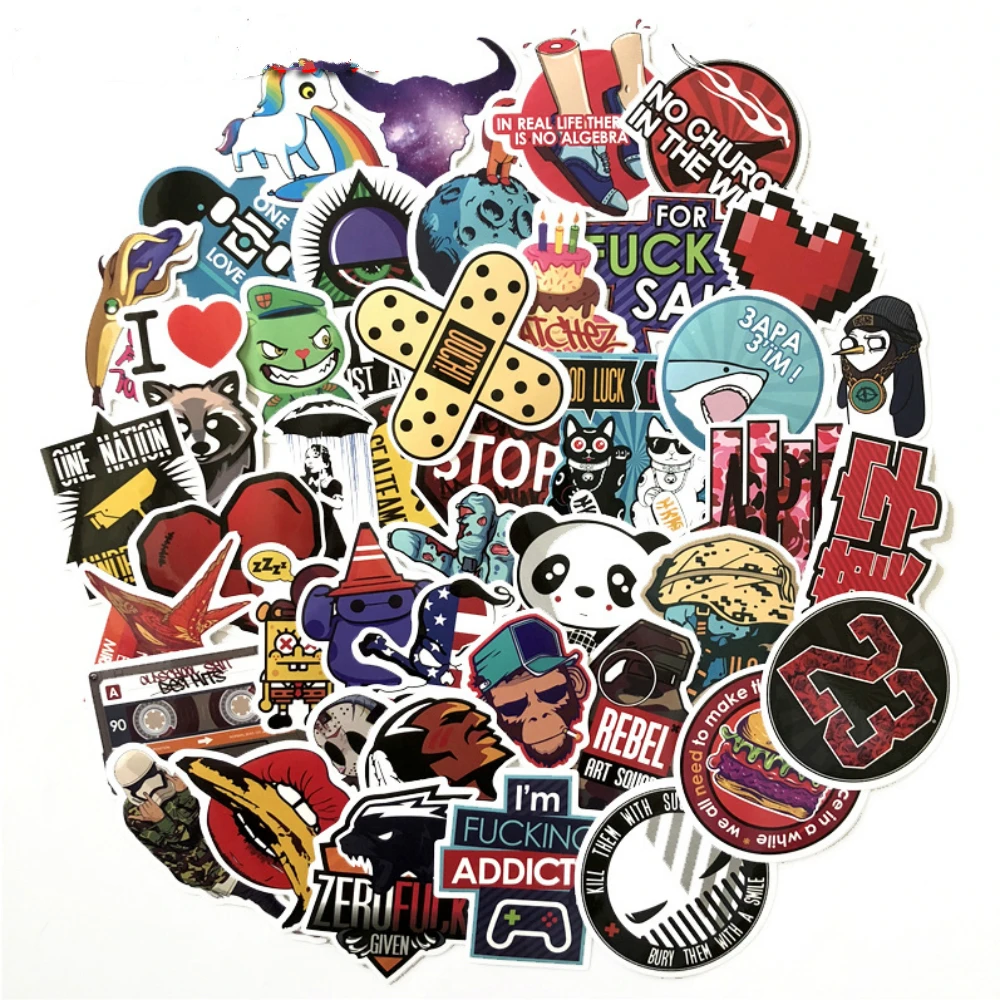 

Aliauto 50pcs/pack Harajuku Style Fashion Art Graffiti Car Stickers Motorcycle Luggage Skateboard Laptop Decal Bomb JDM Styling