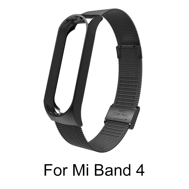 Для Xiaomi mi band 4 металлический ремешок из нержавеющей стали для mi Band 4 ремешок с пряжкой для Xiaomi mi Band 3 аксессуары браслет - Цвет: Mi 4 Buckle Black