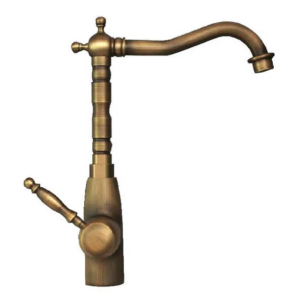 Vintage Retro Antique Brass Single Handle One Hole Bathroom Kitchen Basin Sink Faucet Mixer Tap Swivel Spout Deck Mounted msf088