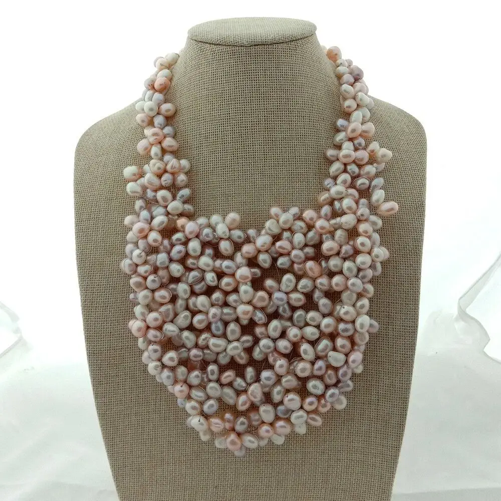 

18'' Multi Color Baroque Pearl Necklace handmade Statement necklace