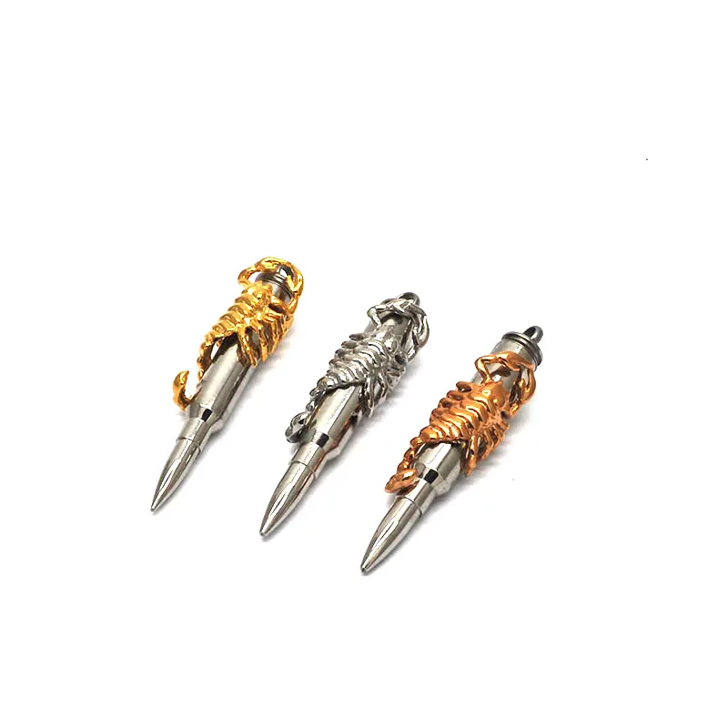 

2019 new fashion wholesale stainless steel pendant personalized scorpion bullet pendant three color for men&women P032022