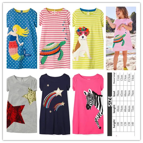 

2019 European and American Summer New Girls Dress Big Boy Short Sleeve Explosion Print Children's Clothing