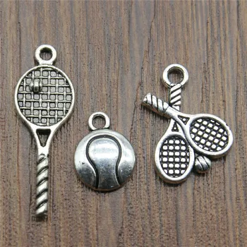 

40pcs/lot Tennis Racket Charms Pendant Antique Silver Color Tennis Charm Pendants Jewelry Accessories DIY Tennis Racket Charms
