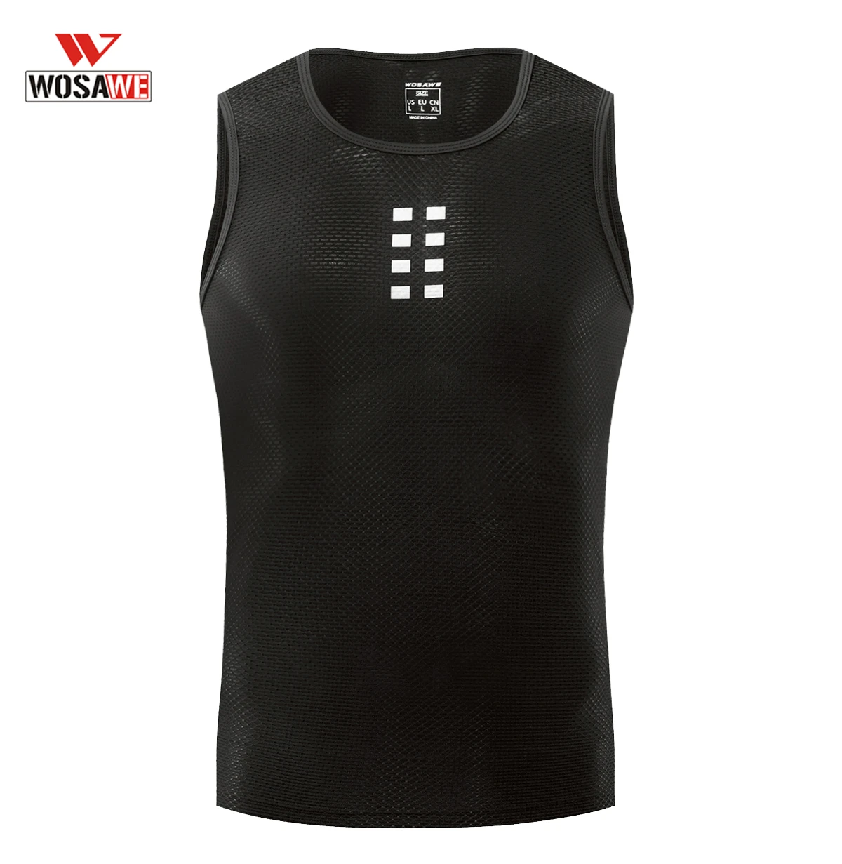 

WOSAWE Tank Tops Men Mesh Sleeveless High Flexibility Underwear Motorcycle Fitness Cycling Base Reflective Point Shirts
