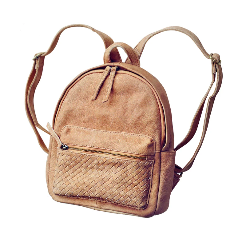 

Lydian 2018 New Large School Splice Back Bag Woman Genuine Leather Backpacks Hand Weave Travel Cowhide Bags Computer Notebooks