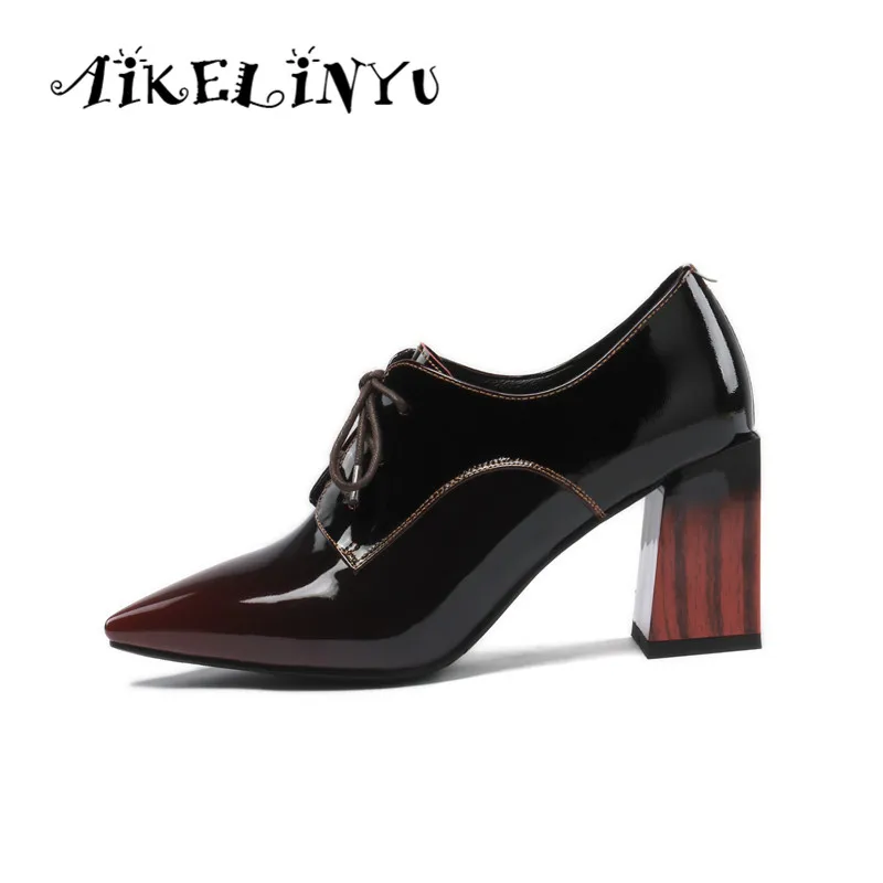 

AIKELINYU 2019 New Genuine Leather Shoes Women Pumps Spring Summer Women Pointy Shoes Ladies Party Shoes High Heels Shoes Women