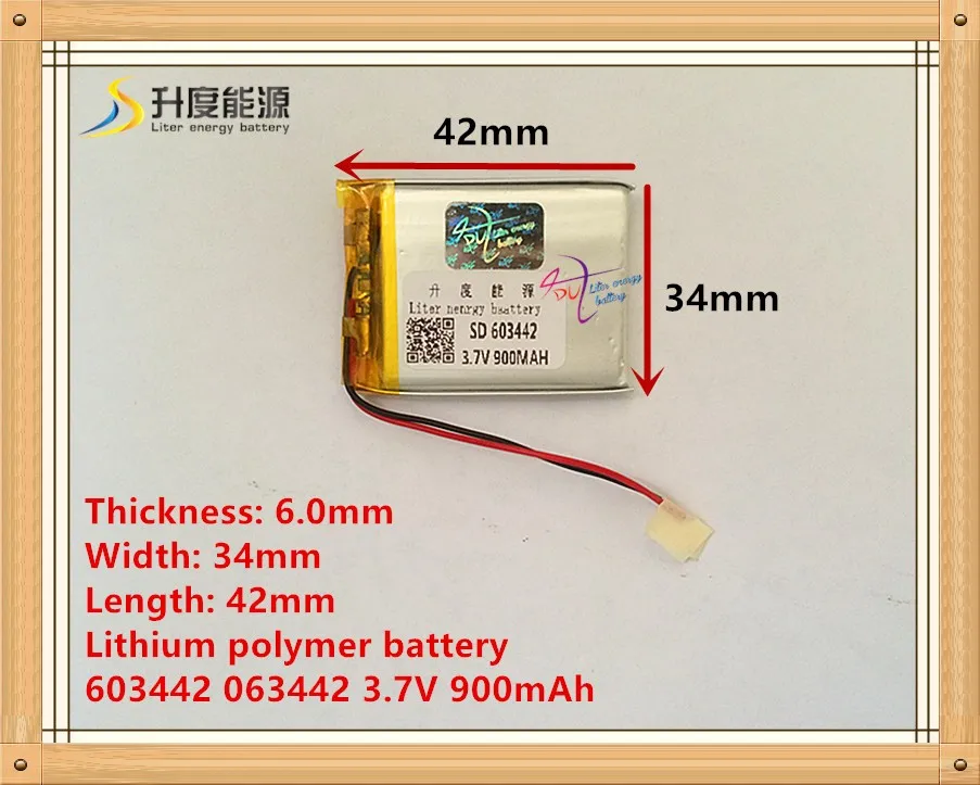 Литий полимерная аккумуляторная батарея 603442 063442 3 7 В 900 мАч|polymer battery|polymer battery 3.7v3.7v