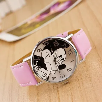 

Fashion luxury brand minnie mickey women watch boy girl cartoon watches imitation leather Unisex quartz watch holiday gifts 2018