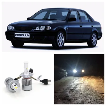 

Edislight 72W 7600LM LED Headlight Kit H4 Hi Lo Beam Bulbs For 1998 1999 2000 Toyota Corolla White Car High Low Beam Light