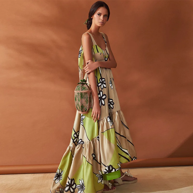Multiflora/Новинка 2019 года летнее платье vestidos без рукавов с принтом на бретельках