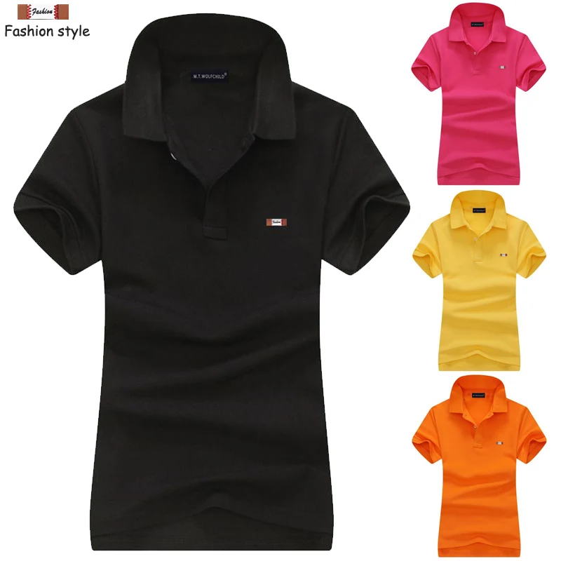 

Top quality 2019 Summer Women's short sleeve polos shirts solid color casual cotton womens polos shirts fashion slim lady tops