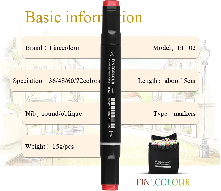 Finecolour, 480 цветов, две кисти, маркеры, EF102, набор, чернила на спиртовой основе, эскиз, художественный маркер, школьный поставщик