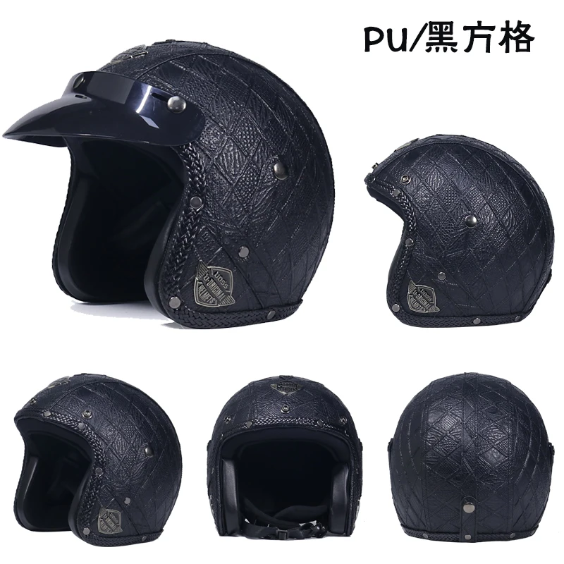 Мотоциклетный шлем casco moto PU с открытым лицом 3/4 Ретро Шлем женский и мужской