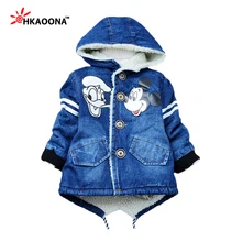 Hiver Automne Bébé Garçons Filles Denim Vestes de Bande Dessinée Belle Souris Survêtement Épaissir Manteaux de Hoodies Enfants Tollder Vêtements
