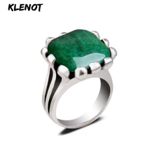 Natural Green Jade Stone Square Ring Set Punk Oval Interface Gemstone in Antique Silver 7/8/9 Pick Size for Women Mens Jewelry Natural Green Jade Stone Square Ring Set Punk Oval Interface Gemstone in Antique Silver 7/8/9 Pick Size for Women Mens Jewelry