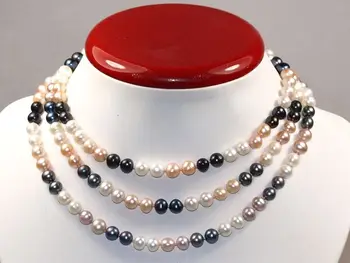 

shipping>>> >>8-9mm Multi-colored Natural Freshwater Cultured Pearl Neckl