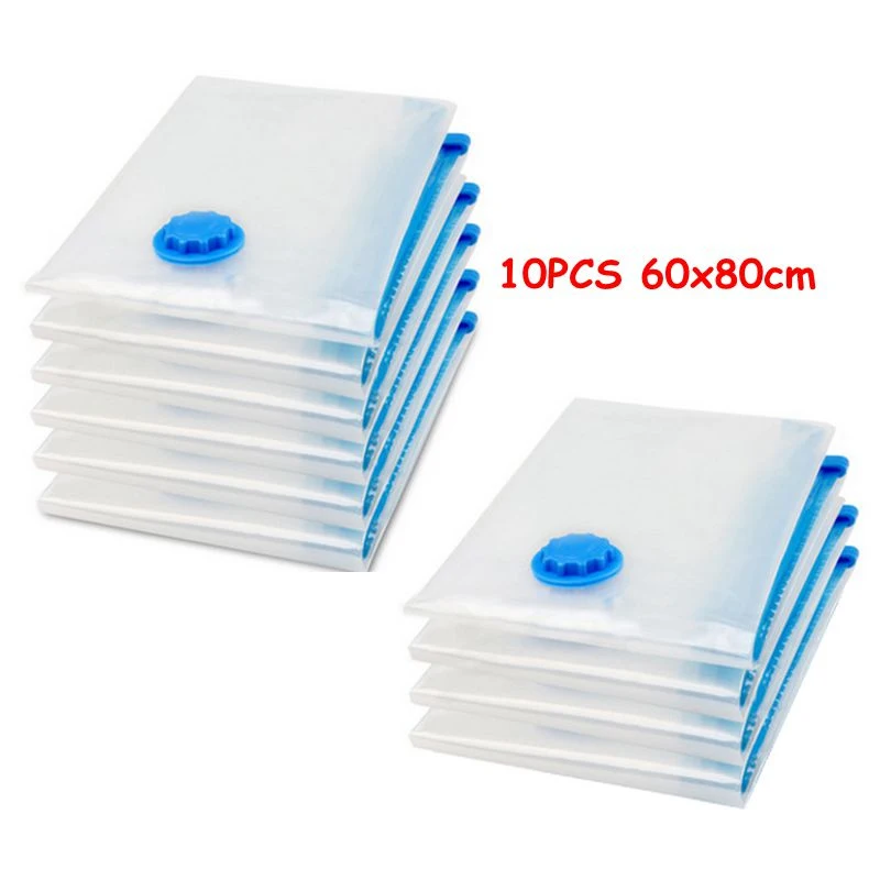 

10Pcs Vacuum Bag Transparent Border Foldable Compressed Organizer Clothes Quilt Storage Bag Saving Space Seal Bags 80 * 60cm