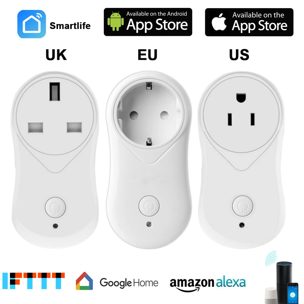 

UK/EU/US Wifi Smart Plug with Alexa,Google home Audio Wireless Control Smart Socket Outlet with Android ios phone