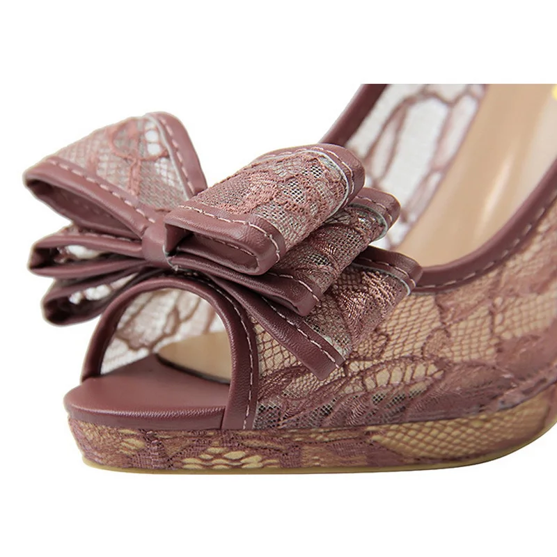 2019 New Women Pumps Lace Platform Shoes Fashion High Heels Peep Toe Women Shoes Sexy Wedding Shoes Party Shoes Women Stiletto