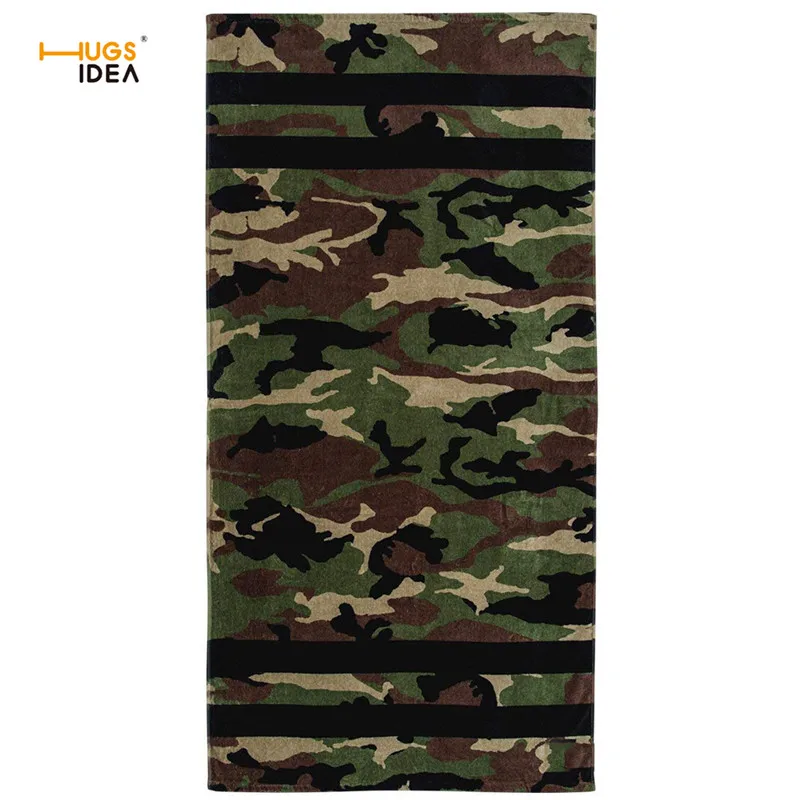 

HUGSIDEA Camouflage Pattern Beach Towel Microfiber Travel Fabric Quick Drying Bath Face Towels Super Absorbent Swimming Toalla