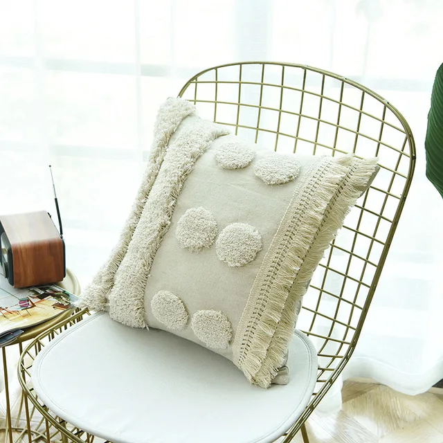 Tufted Pillow Cover Boho Cushion 100% Cotton Wedding Home Decor Custom Size and Color 45X45CM/40CMRD | Дом и сад
