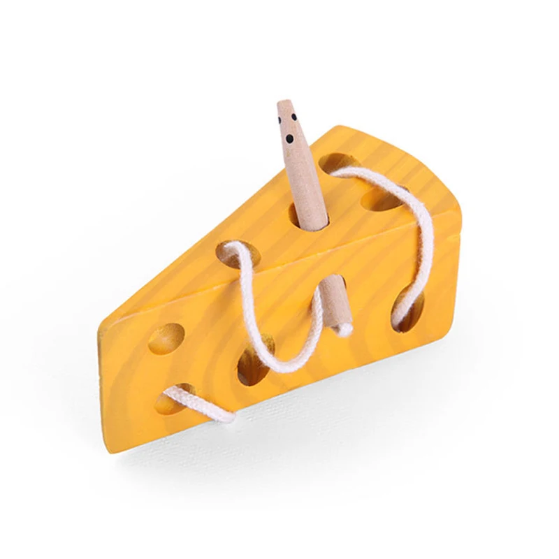 Wooden Education Baby Kindergarten Mouse Thread Cheese Plaything Early Learning Education Toys Montessori Teaching Aids Math Toy