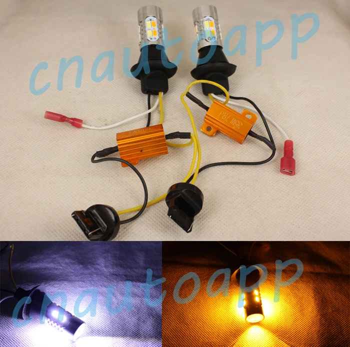 

T20 7440 3156 All In One Turn Light & DRL Double Color Amber & White 20W Running Lights - One Set
