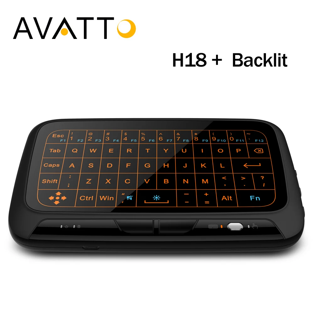 AVATTO H18 Plus Full Touchpad Backlight Mini keyboard with 2.4GHz Wireless Gaming Air Mouse For Smart TV ipad PS3 Box PC | Компьютеры и