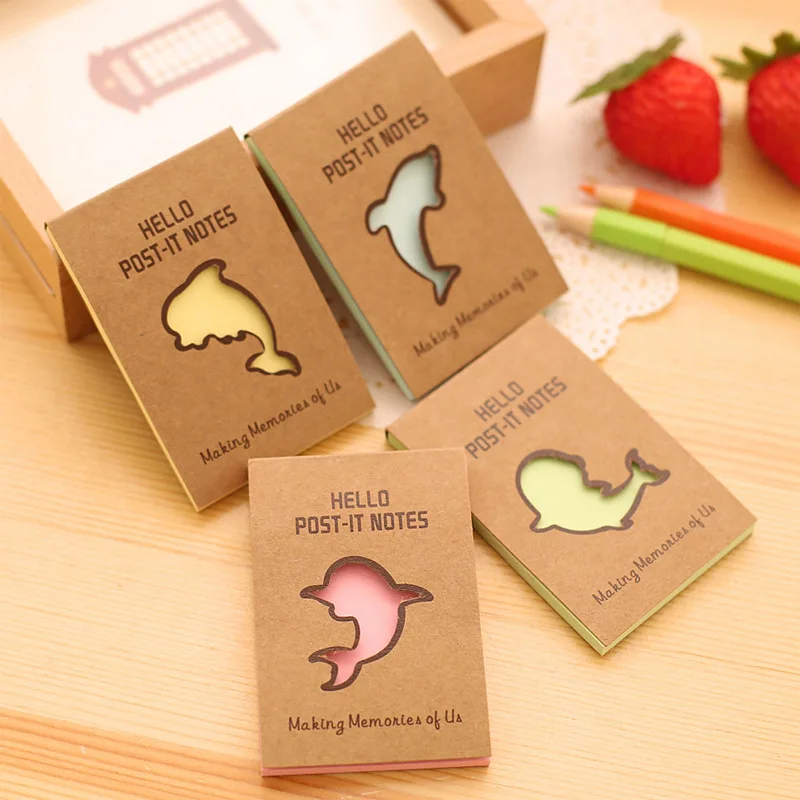 

3 Pcs/lot Cute Kawaii Animal Dolphin Paper Scrapbooking Sticky Notes Memo Pads Stickers Planner Note Pad Stationery