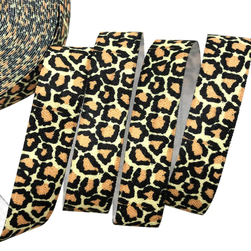 

New Ribbon 10Y 16mm Leopard Patterns Printed Fold Over Elastic FOE Webbing Diy Sewing Hair Band Tie Packaging Accessory