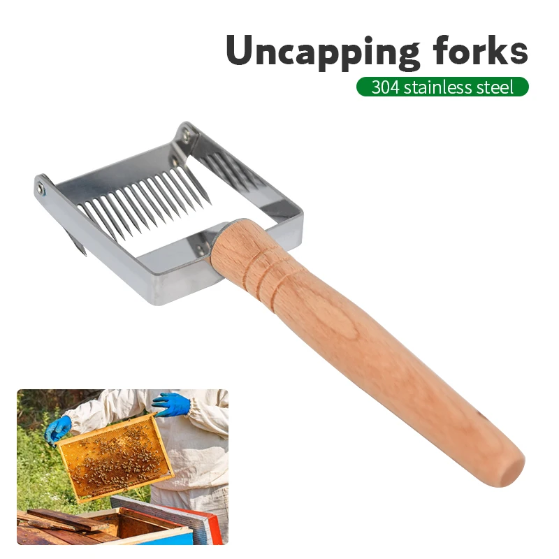 

Beekeeping Equipment Multifunction Stainless steel uncapping fork Honey Scraper Wooden Handle Needle Knife bee keeping Tool