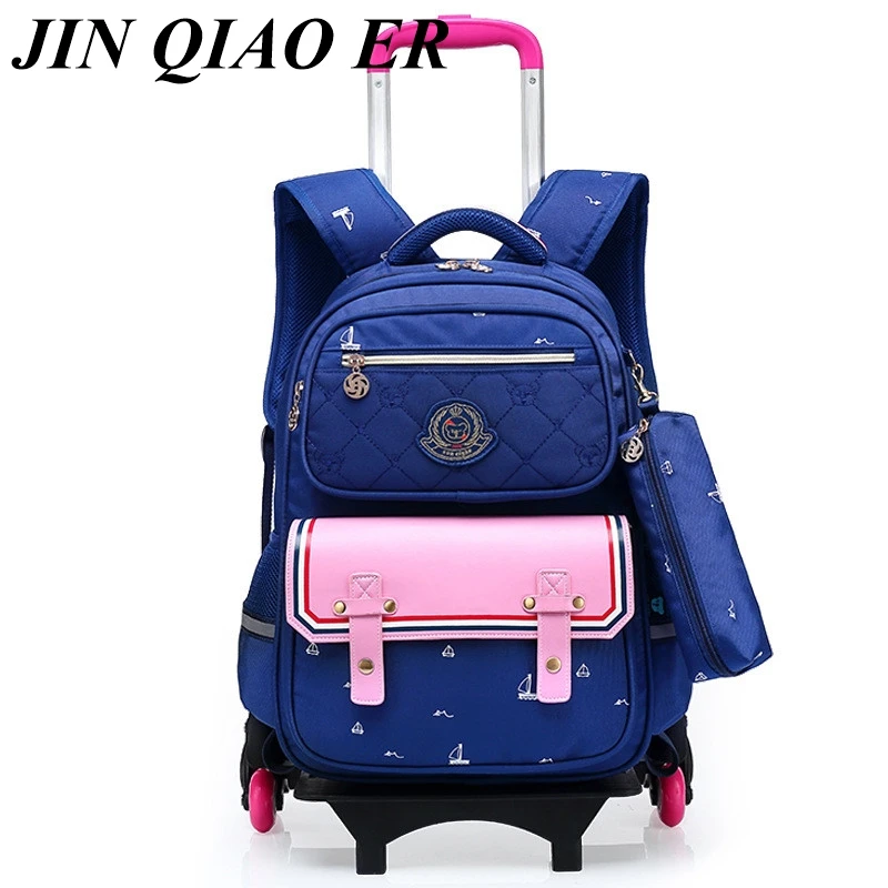 

Fashion Removable Children School Bags with 6 Wheels Child Waterproof Trolley Backpack Kids Wheeled Bags Girls Bookbag