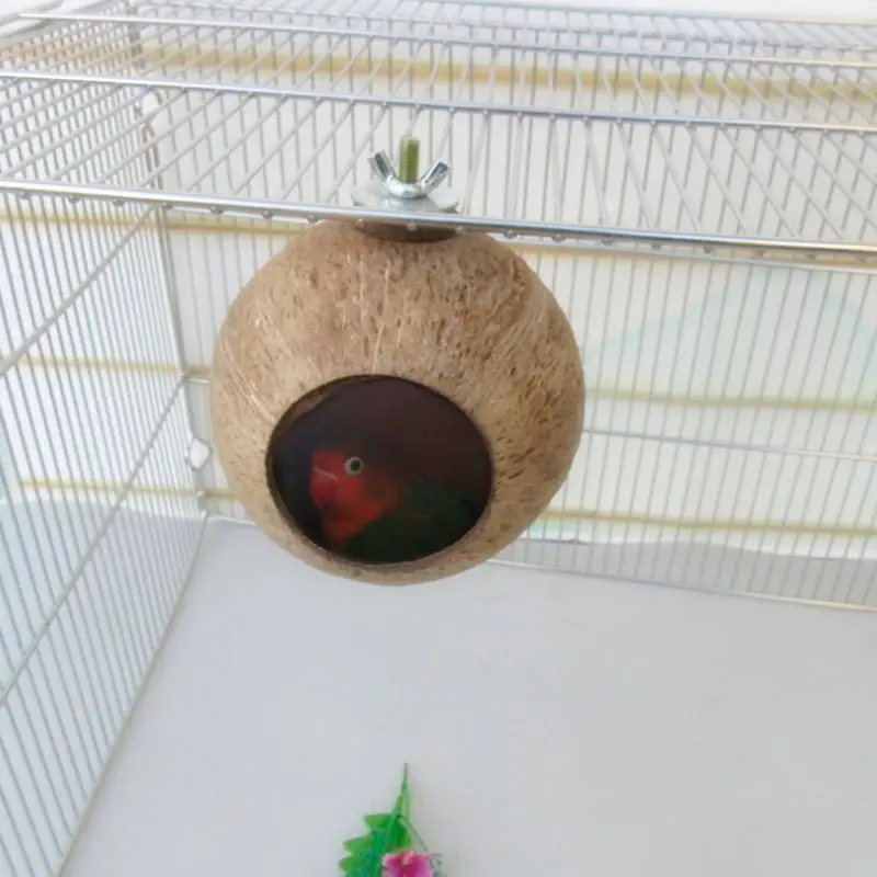 

Parrot Nest Natural Coconut Shell House Cage Feeder Parakeet Birds Squirrel Hamster Toys Pet Breed Decoration Supplies Pendant