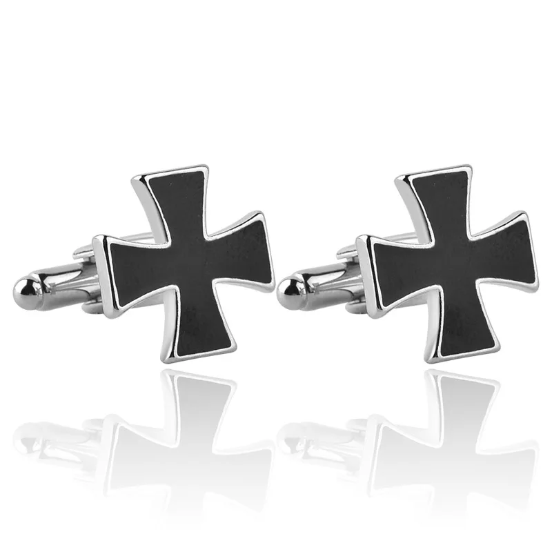 

Classic Black Clover Cross Cufflinks Metal Enamel Cuff Button Pin Men's Shirt Suit Cuff Link for Wedding Business Fashion Gifts
