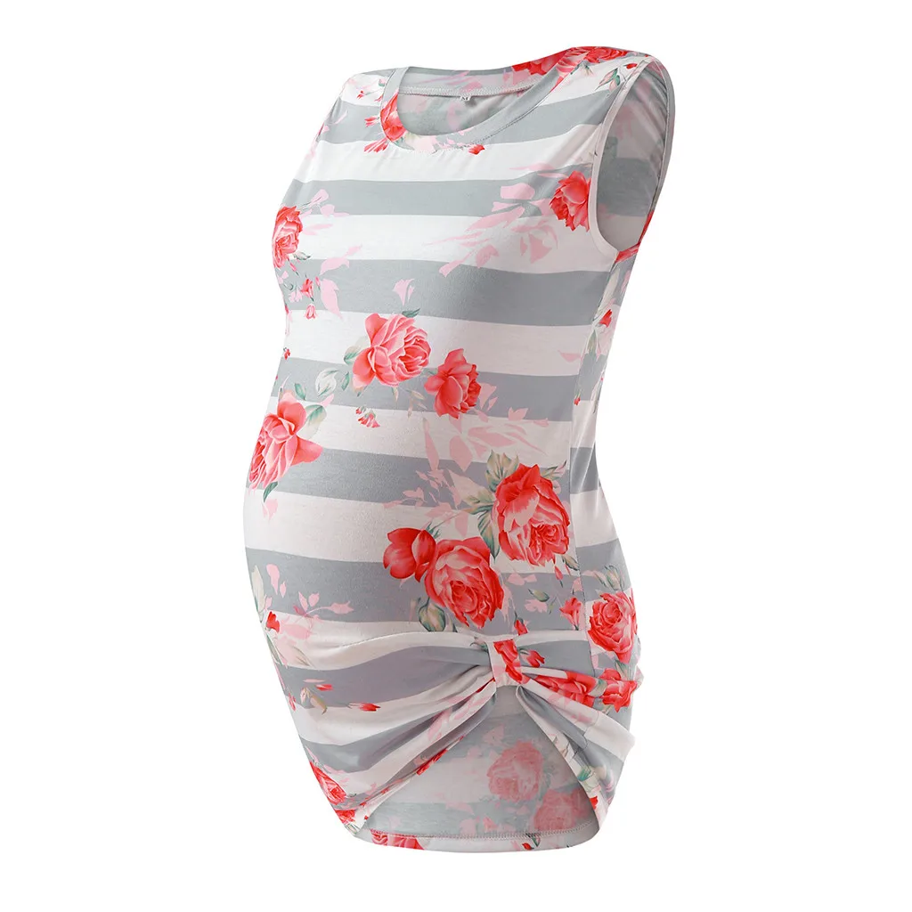 MUQGEW Одежда для беременных Одежда Для женщин печати для беременных с круглым вырезом рубашка, блузка без рукавов Топ Ropa Premama Embarazada