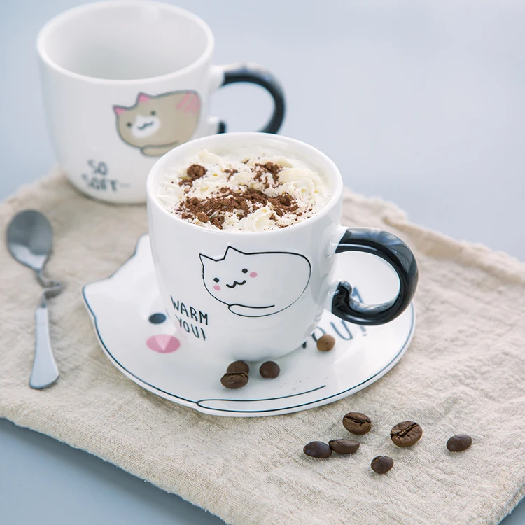 Милый Кот кафе овсянка кофейная кружка питьевые чашки большой емкости Ретро стиль керамические молочные кружки для завтрака вода чай чашка посуда для напитков