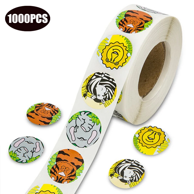 

500pcs/Roll Animals and Smiley face Sealing Sticker DIY Gifts Posted Baking Decoration Package Adhesive Seal Label kids Favors