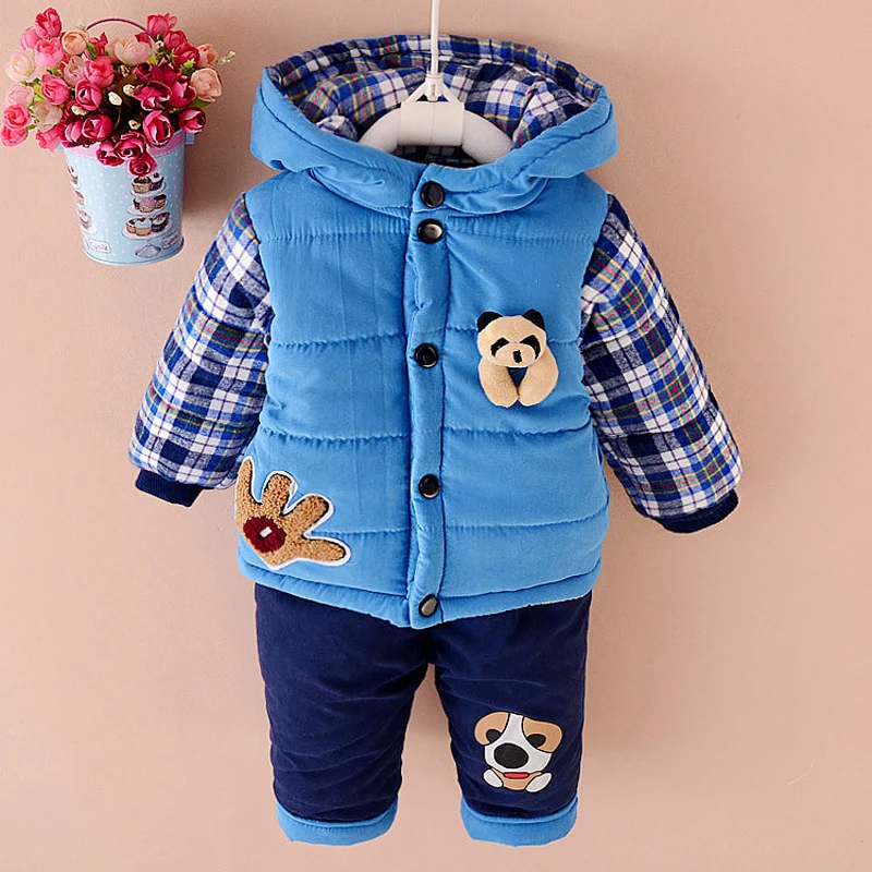 New 2018 Baby boys winter clothing suit set warm down jacket+pants long