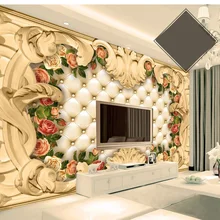 Пользовательские 3D ткань текстильные обои для стен матовый шелк для Гостиная ТВ фоне фрески Цветок Европейский рамка Роскошные Топ