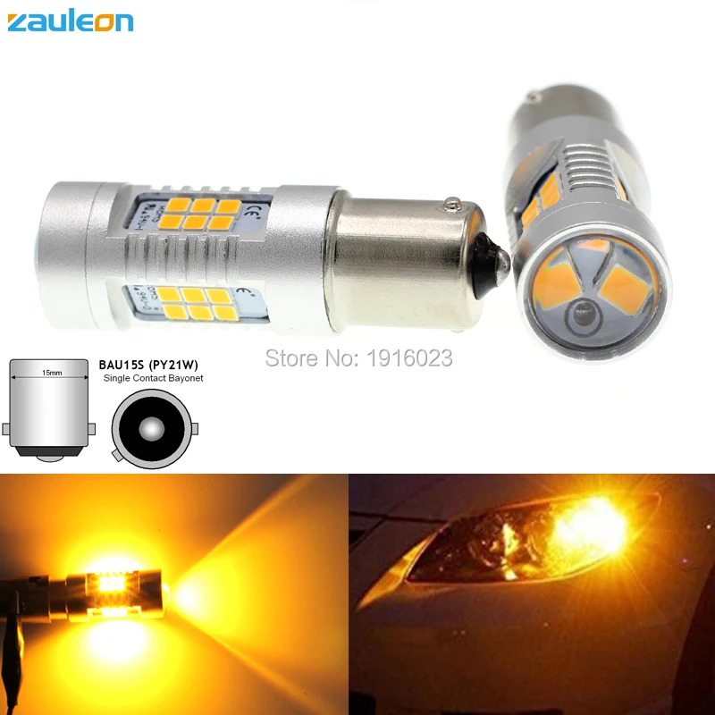 Zauleon 2шт 1156 BAU15S PY21W светодиодный Янтарный светильник с поворотным сигналом